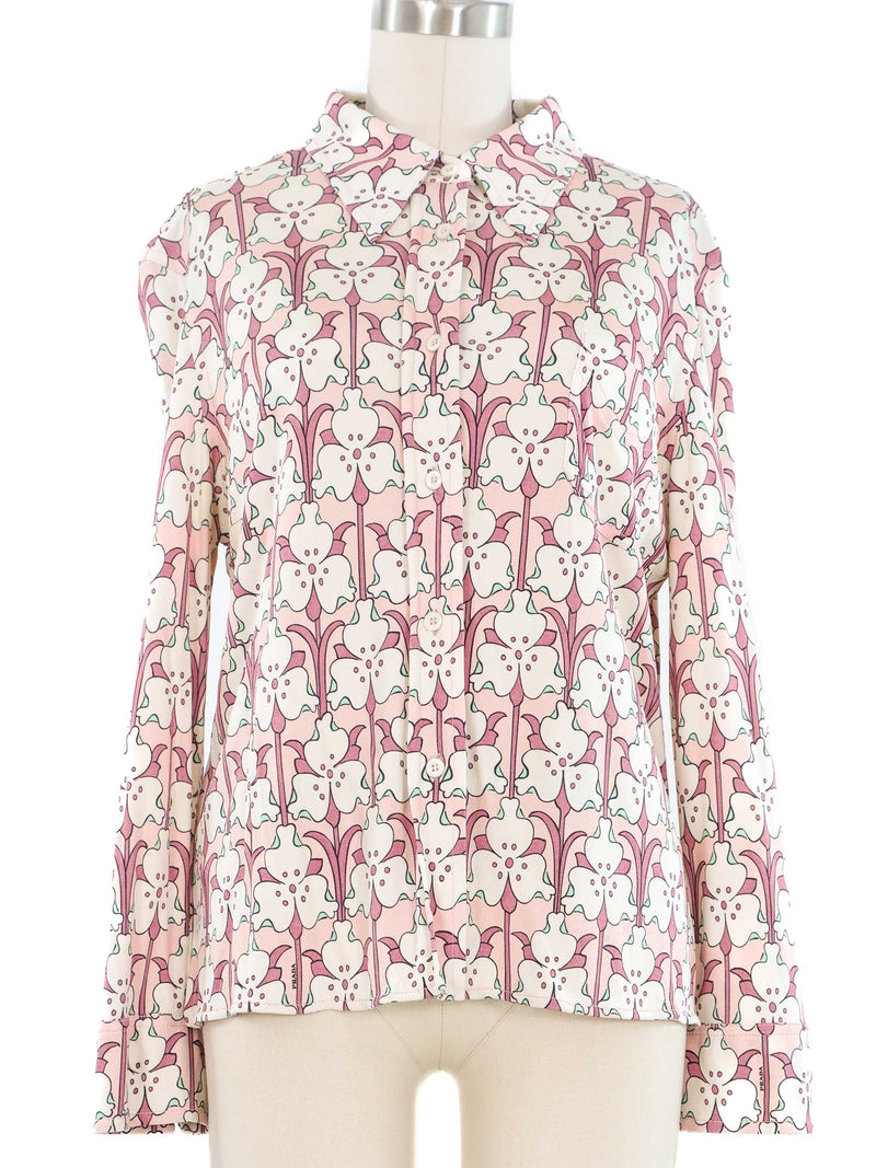 2017 Prada Floral Silk Jersey Top