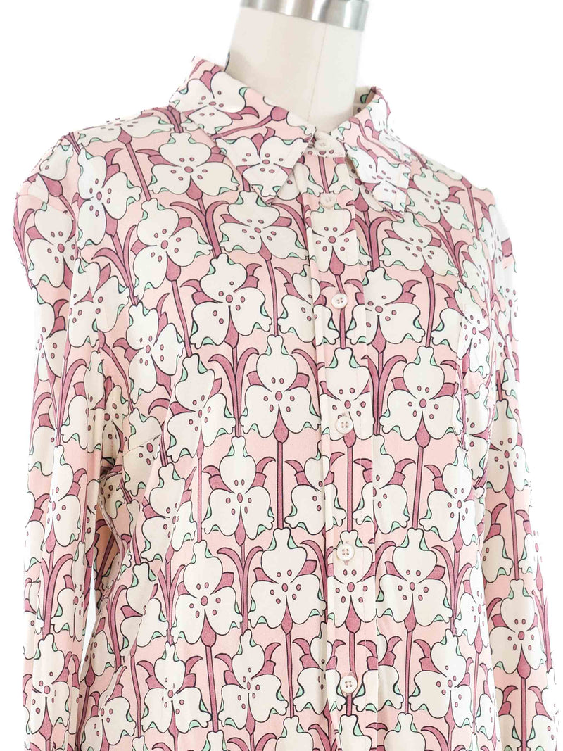 2017 Prada Floral Silk Jersey Top