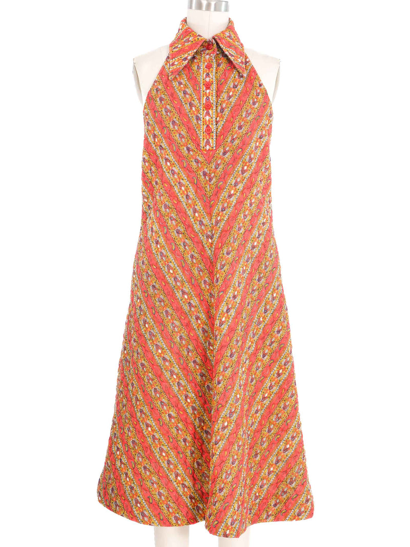 1960s Quilted Paisley Hostess Dress