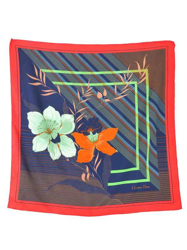 Christian Dior Orchid Printed Silk Scarf