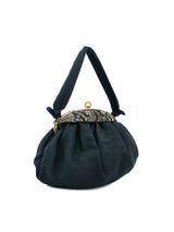 1940s Embellished Black Grosgrain Purse