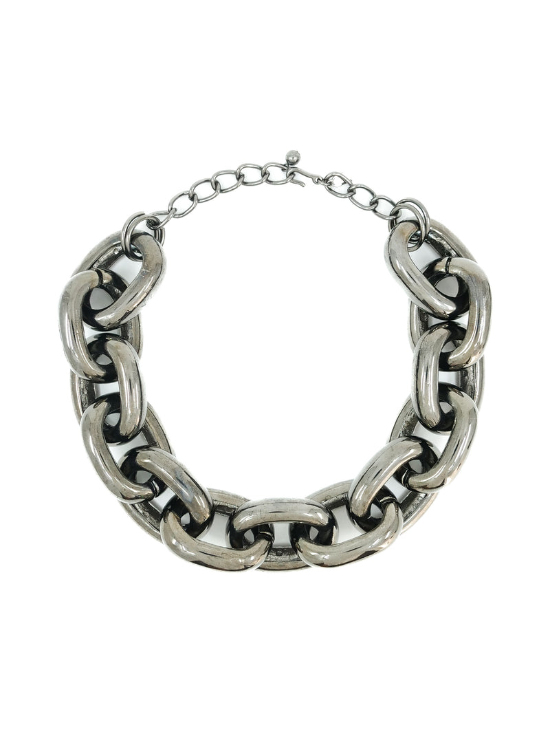 Kenneth Jay Lane Oversized Gunmetal Chain Necklace