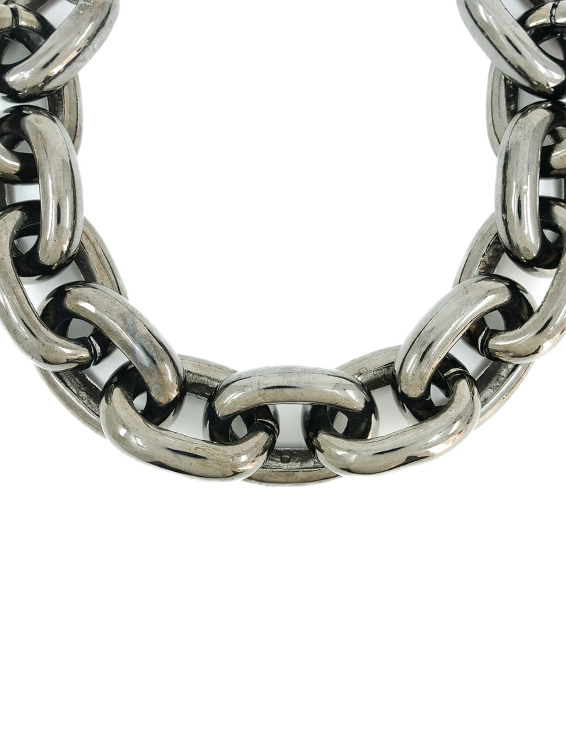 Kenneth Jay Lane Oversized Gunmetal Chain Necklace