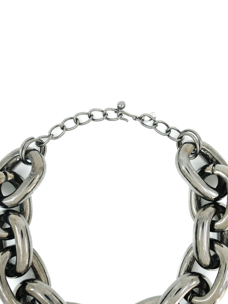 Kenneth Jay Lane Oversized Gunmetal Chain Necklace