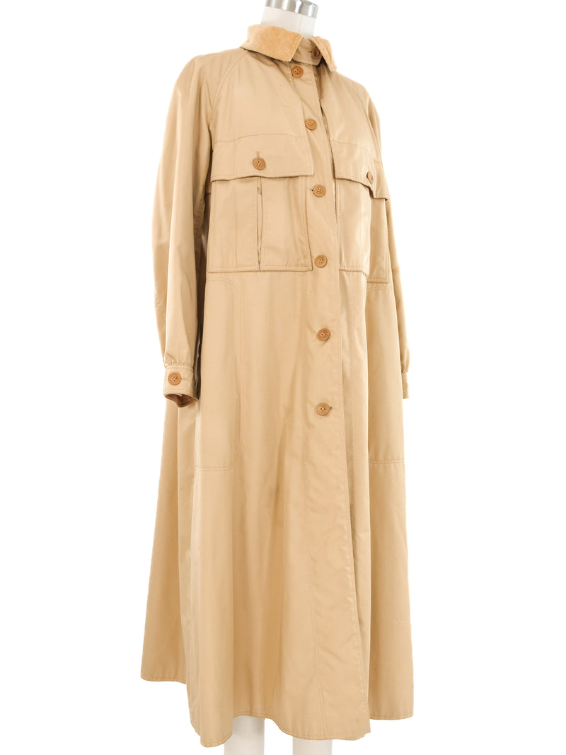 1970s Courreges Tan Corduroy Accent Coat