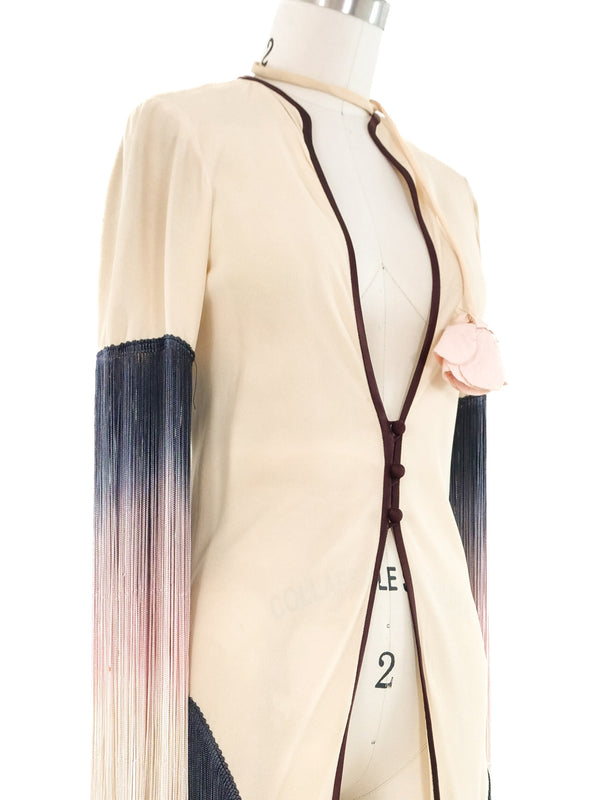 Ombre Fringe Crepe Jacket