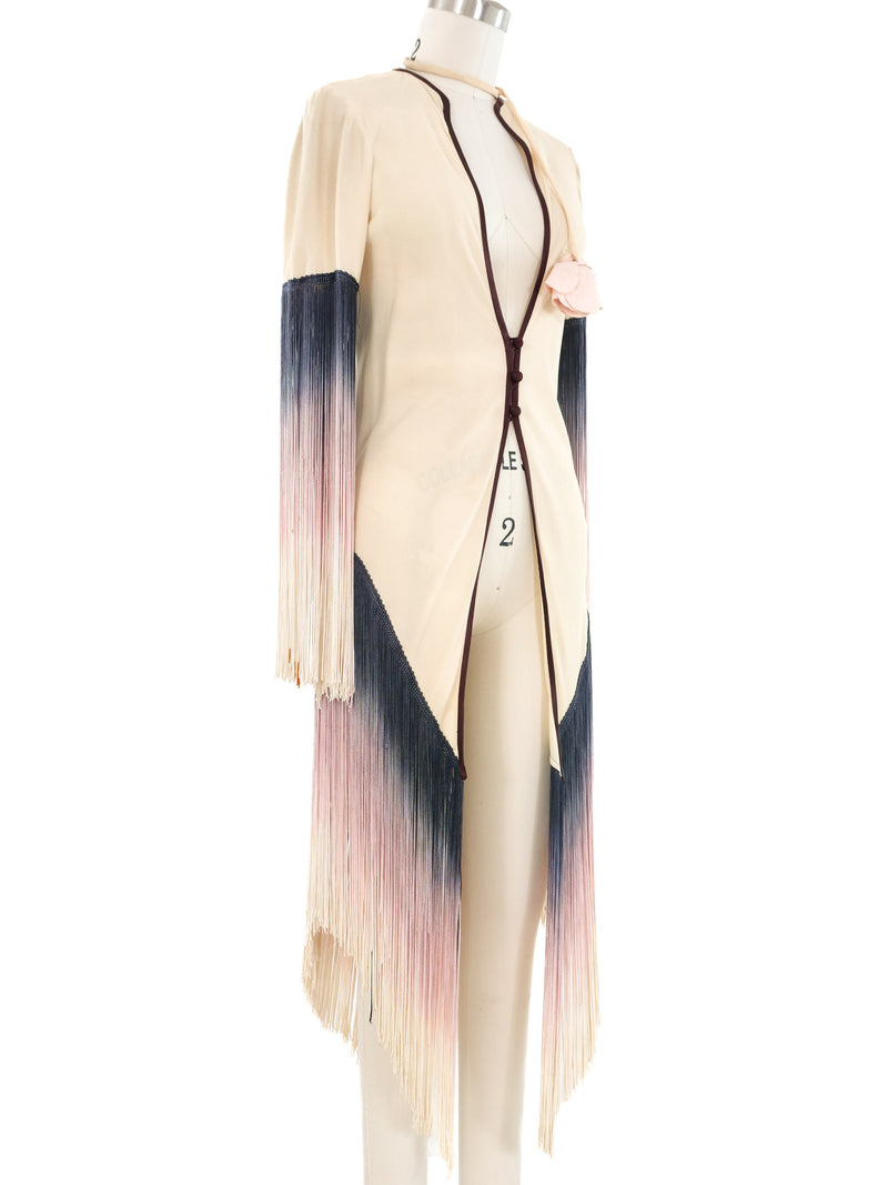 Ombre Fringe Crepe Jacket Top arcadeshops.com