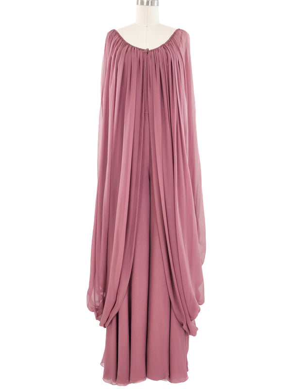 Galanos Mauve Silk Jumpsuit Ensemble