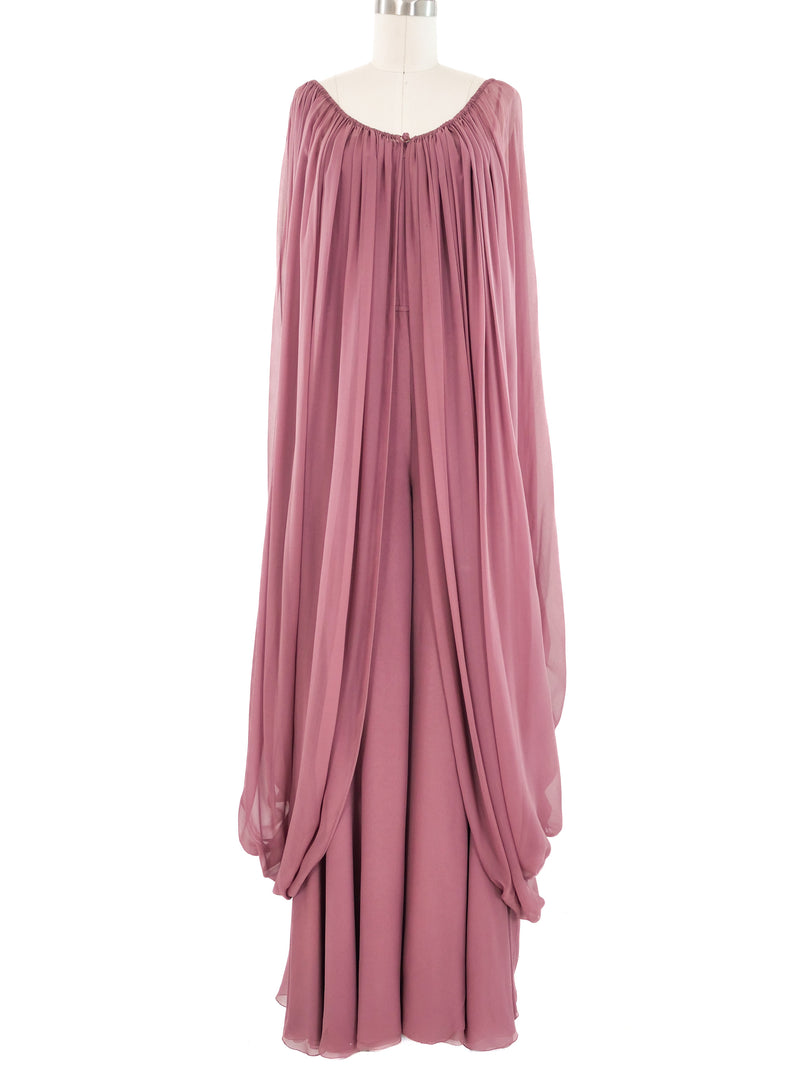 Galanos Mauve Silk Jumpsuit Ensemble