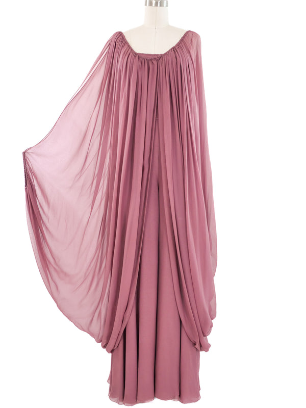 Galanos Mauve Silk Jumpsuit Ensemble