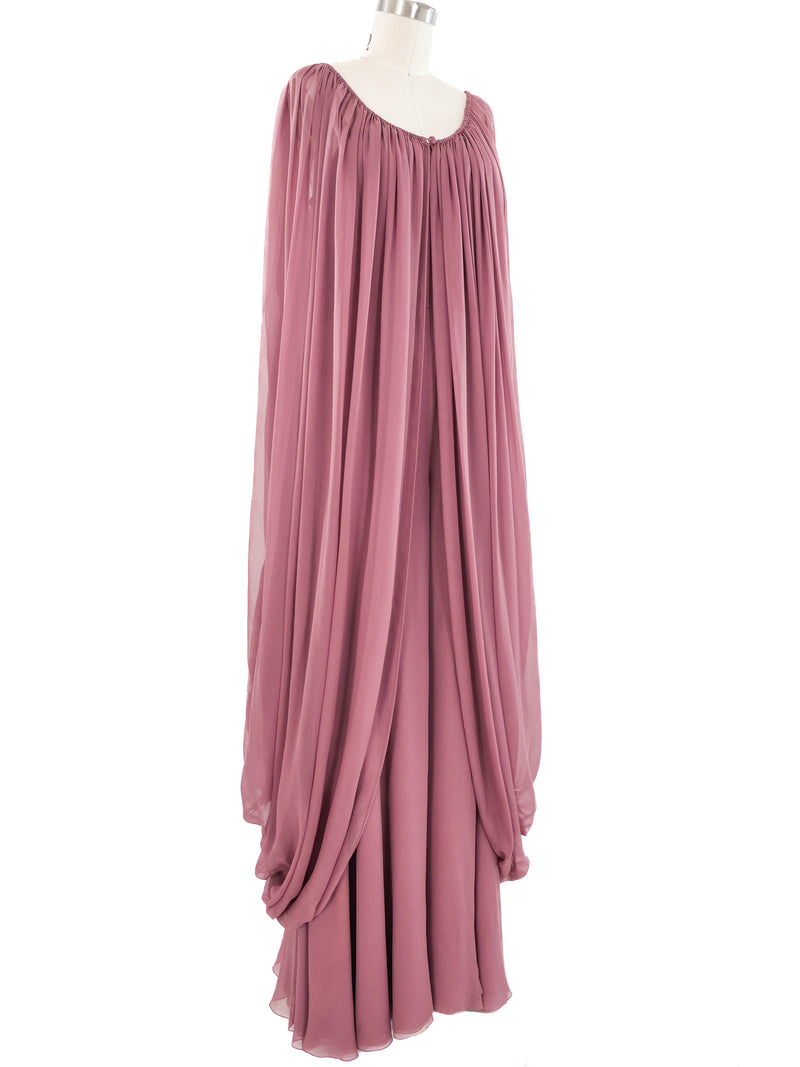 Galanos Mauve Silk Jumpsuit Ensemble