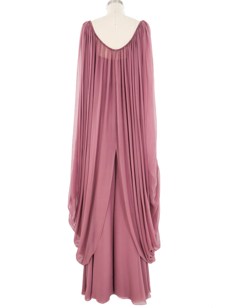 Galanos Mauve Silk Jumpsuit Ensemble