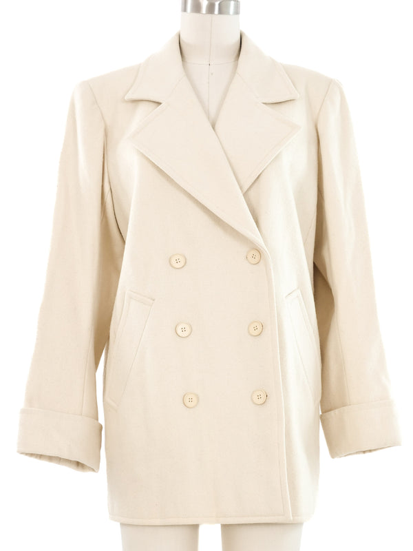 Yves Saint Laurent Ivory Wool Coat