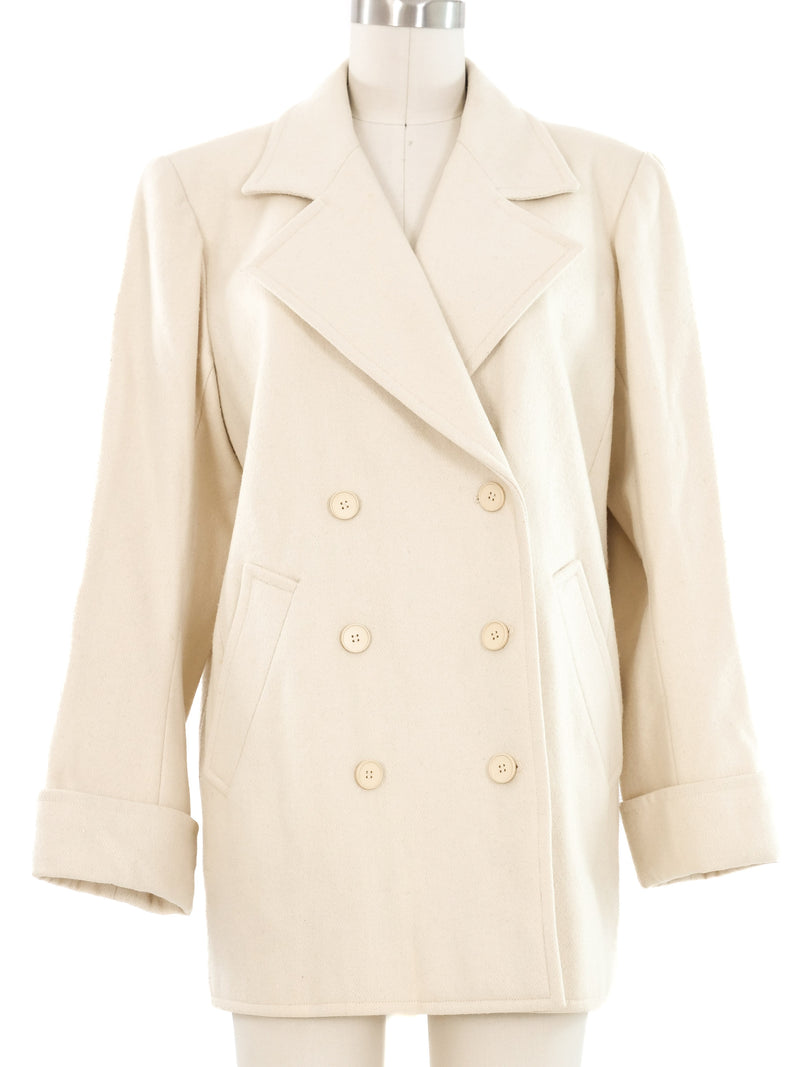 Yves Saint Laurent Ivory Wool Coat
