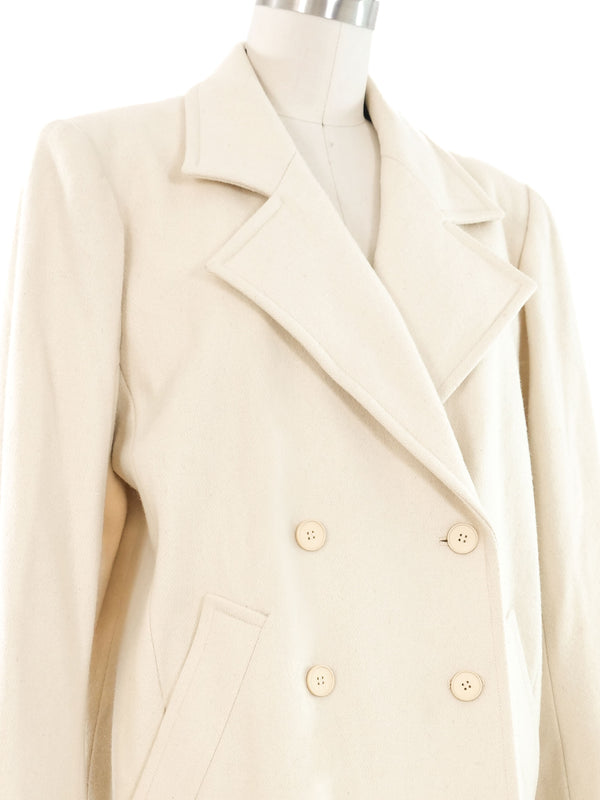 Yves Saint Laurent Ivory Wool Coat