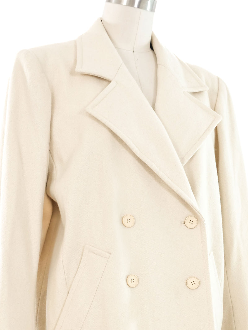 Yves Saint Laurent Ivory Wool Coat