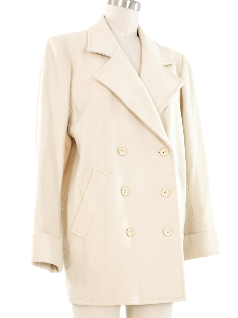 Yves Saint Laurent Ivory Wool Coat