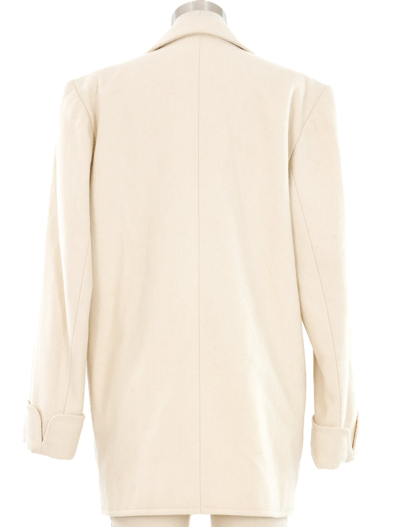 Yves Saint Laurent Ivory Wool Coat