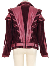 Bordeaux Leather and Suede Bomber Jacket Jacket arcadeshops.com