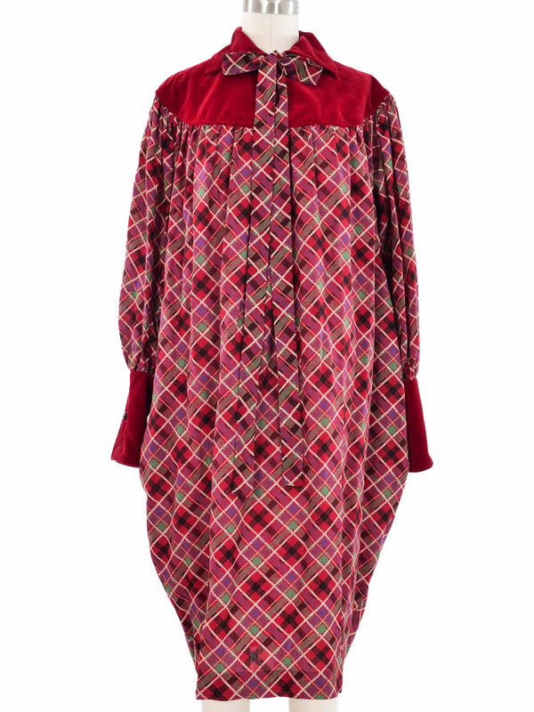 1981 Yves Saint Laurent Plaid Smock Dress