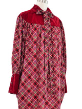 1981 Yves Saint Laurent Plaid Smock Dress