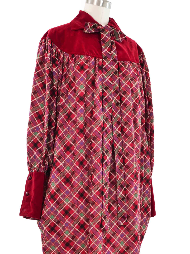 1981 Yves Saint Laurent Plaid Smock Dress