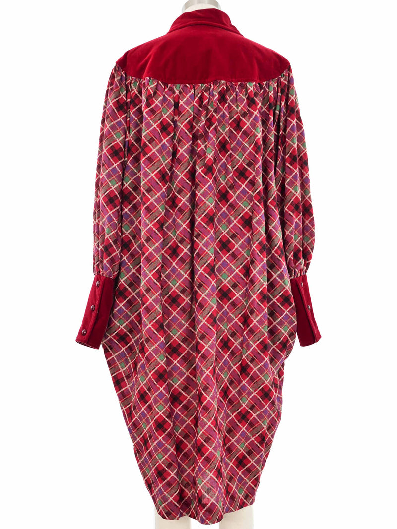 1981 Yves Saint Laurent Plaid Smock Dress