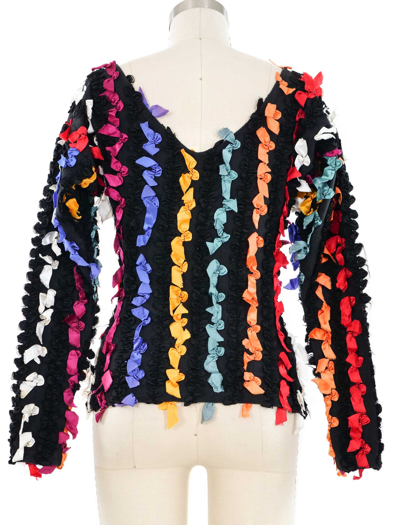 1980s Betsey Johnson Punk Label Bow Blouse