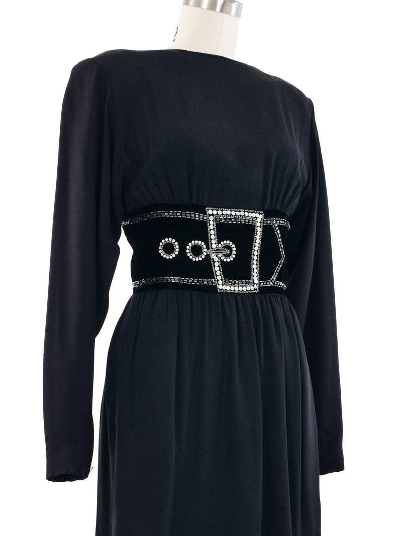 Bob Mackie Trompe L'oeil Belted Dress