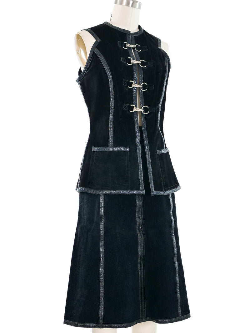 Black Suede Jump Ring Skirt Ensemble