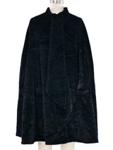 Black Textured Velvet Poncho