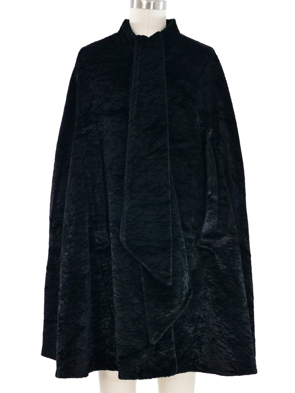 Black Textured Velvet Poncho