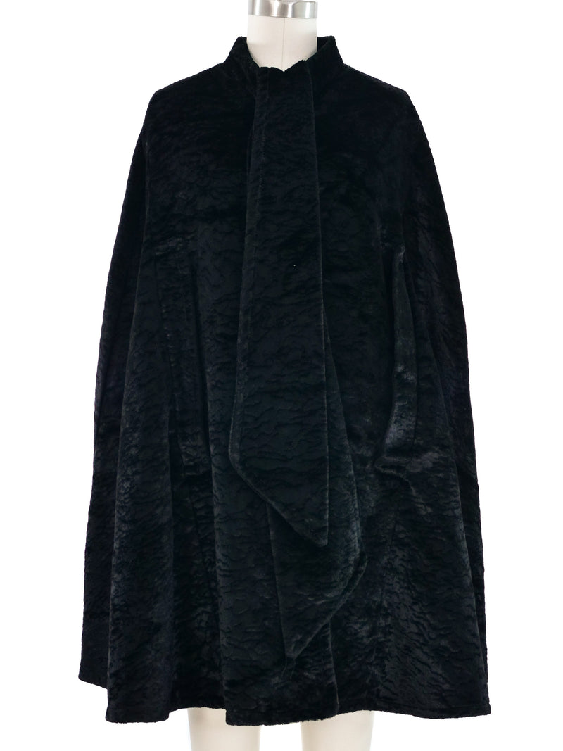 Black Textured Velvet Poncho