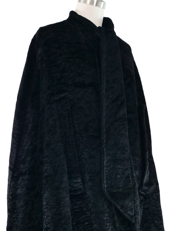 Black Textured Velvet Poncho