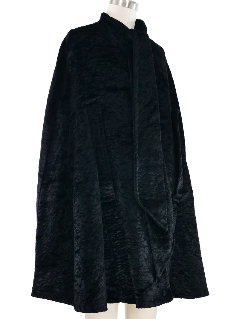 Black Textured Velvet Poncho