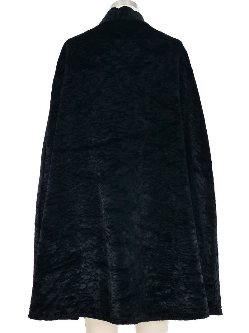 Black Textured Velvet Poncho