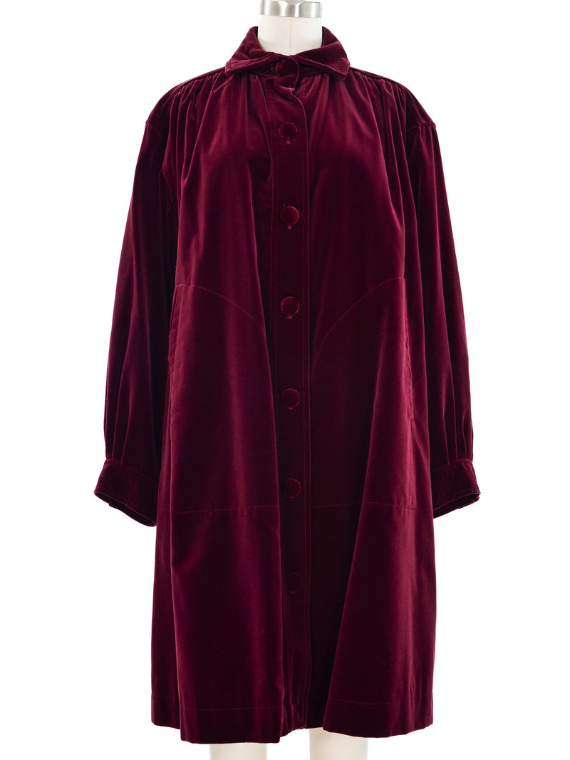 Yves Saint Laurent Ruby Red Velvet Coat Dress