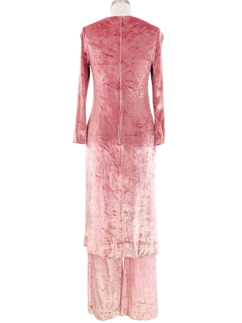 1960s Dusty Rose Velvet Tunic Ensemble