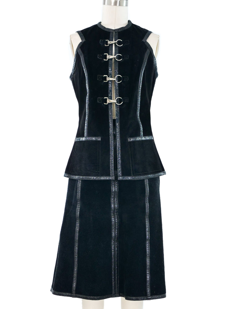 Black Suede Jump Ring Skirt Ensemble