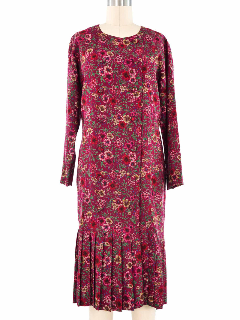 Lanvin Red Floral Drop Waist Dress
