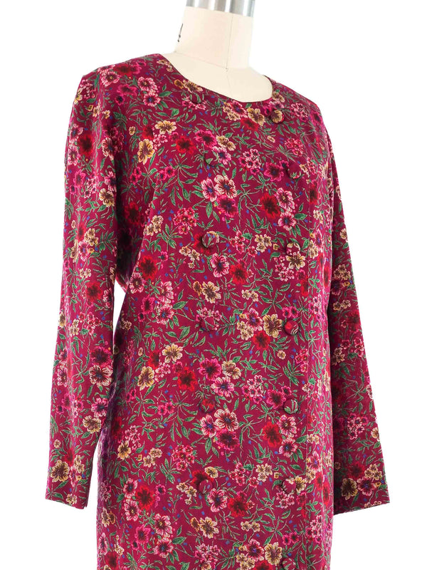 Lanvin Red Floral Drop Waist Dress