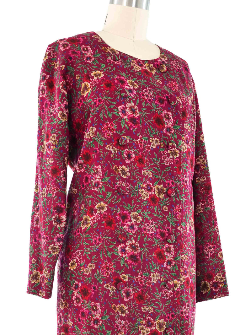 Lanvin Red Floral Drop Waist Dress