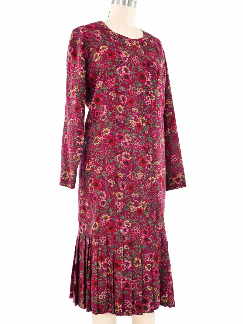 Lanvin Red Floral Drop Waist Dress
