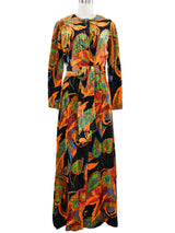 Oscar de la Renta Paisley Velvet Maxi Dress