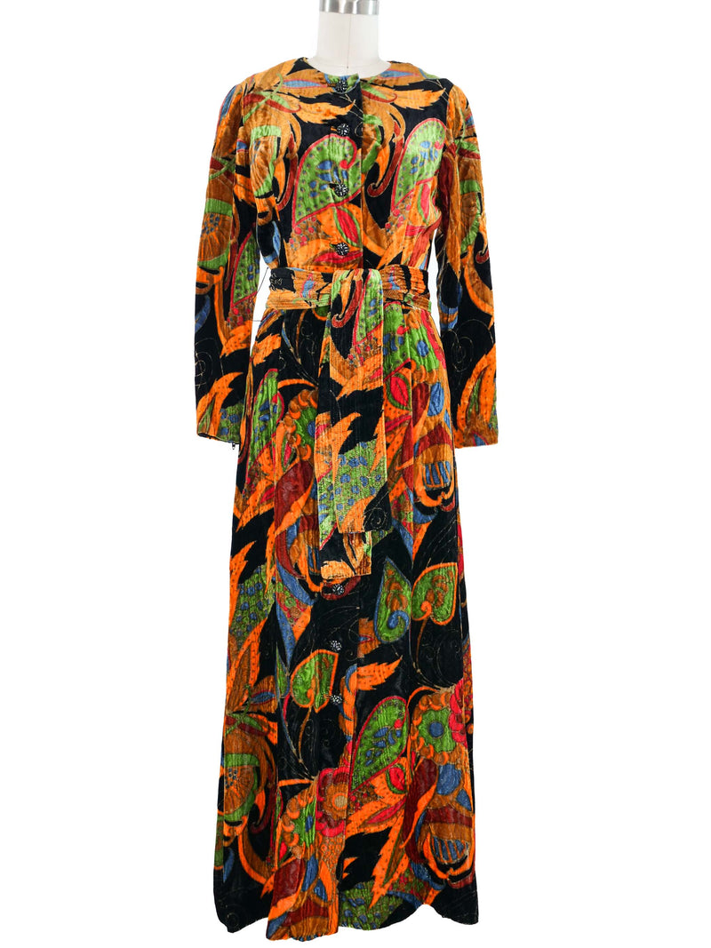 Oscar de la Renta Paisley Velvet Maxi Dress