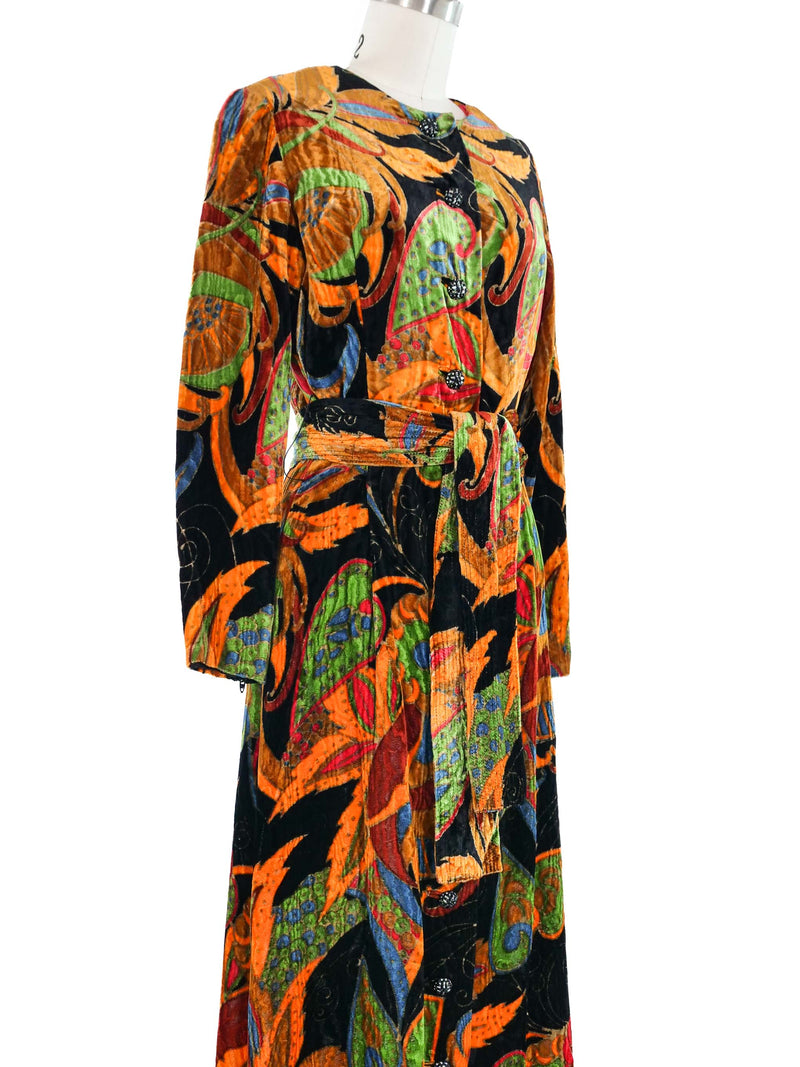 Oscar de la Renta Paisley Velvet Maxi Dress