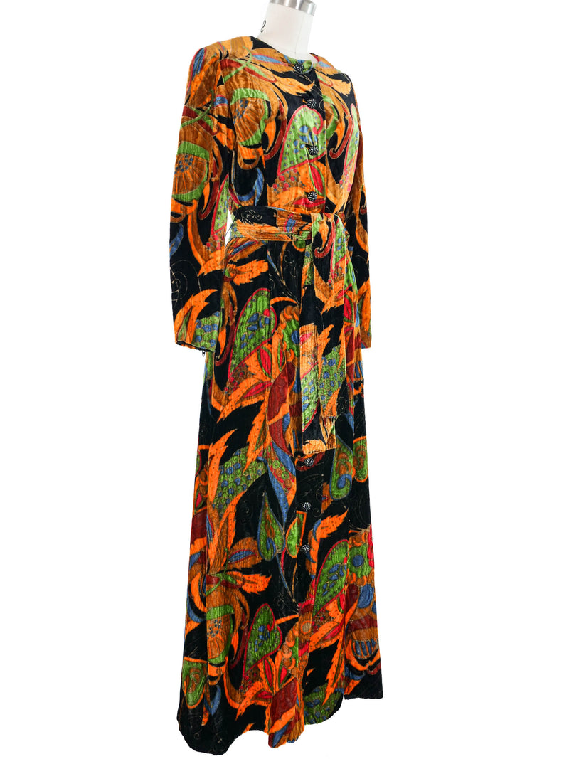 Oscar de la Renta Paisley Velvet Maxi Dress