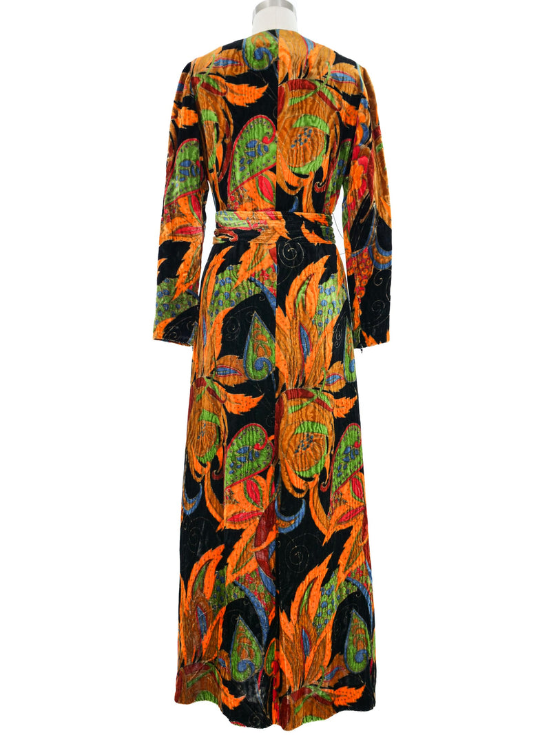 Oscar de la Renta Paisley Velvet Maxi Dress