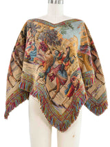 Fringe Trimmed Tapestry Cape Outerwear arcadeshops.com