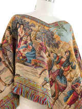 Fringe Trimmed Tapestry Cape Outerwear arcadeshops.com